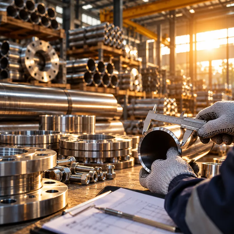Quality check of stainless steel pipe at Vedant Steel and Tubes Industries